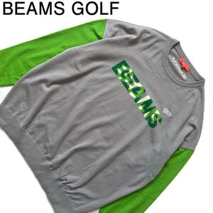 【送料無料】BEAMS GOLF ビームスゴルフ　バイカラー　ニット　セーター　メンズ　ロゴ　L 2023年モデル　ツートン　スプレー柄