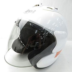 【格安】1,000円～ Arai アライ MZ ジェットヘルメット ホワイト系 サイズ57.58cm PSCマーク無し バイク オートバイ [M5927] 