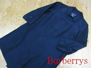 ★バーバリー Burberry★メンズ シルク100％ ステンカラーコート ネイビー 90-165★R60317005B