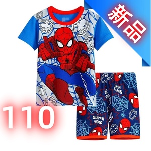 スパイダーマン パジャマ 子供服 キッズ ルームウェア 半袖 春夏 ブルー 柄 110cm