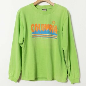 【1円スタート】Columbia コンロンビア サンセットデライトTシャツ ロングスリーブ 長袖 ロゴ 黄緑 XS アウトドア カジュアル ユニセックス