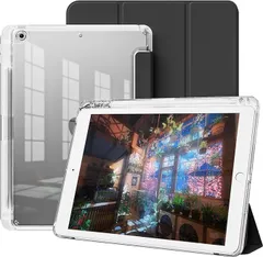 【在庫処分】GKABXY iPad 9世代 ケース 10.2 インチ iPad 第9世代/第8世代/第7世代 ケース 2021/2020/2019モデル iPad 10.2 カバー 透明バック ペン収納 ハードカバー PUレザー 傷防止 三つ折り スタ