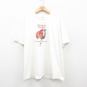 XL/古着 半袖 ビンテージ Tシャツ メンズ 90s 赤十字 レッド 大きいサイズ コットン クルーネック 白 ホワイト spe 24may20 中古