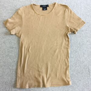 GUCCI グッチ 半袖 カットソー Tシャツ リブ 綿100% ベージュ レディース サイズS 畠D0103-4