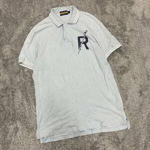 RALPH LAUREN RUGBY ラルフローレンラグビー ポロシャツ 半袖シャツ ラガーシャツ サイズL ブルー 青 メンズ トップス 最落なし （E20）