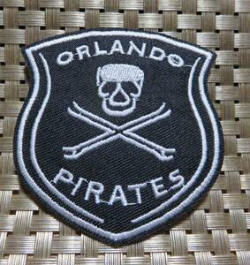 黒OP海賊骸骨■新品 オーランド・パイレーツFC Orlando Pirates 南アフリカ　サッカー　フットボール 　海賊　サポーターズ　刺繍ワッペン