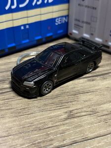 ●◎日産 スカイライン GT-R R34 黒 キーホルダー 1◎●③オリジナル加工品 カーアクセサリー ミニカー ハンドクラフト ハンドメイド 雑貨