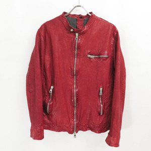 EsTes Dyed Lamb Leather Jacket Red エステス 染め ラムレザー ライダース ジャケット バックラッシュ ISAIA PAZZO MUSHER BACKLASH