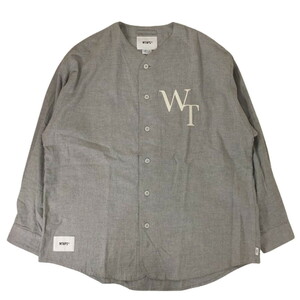 ダブルタップス 23SS Wtaps LEAGUE LS COTTON TWILL ベースボールシャツ グレー 231TQDT-SHM07 灰色 長袖 L 3