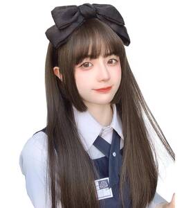 小顔効果 ハロウィン 原宿系 女装ウィッグ wig 姫髪 前髪 ロリータ ぱっつん カツラ レディーズ グラデーション ネット/櫛