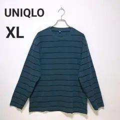 UNIQLO ユニクロ ボーダー 長袖 Tシャツ 緑 XL 綿100%