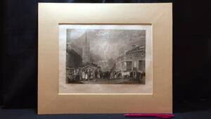 【真作 J.M.W.Turner(ターナー)/銅版画22】『Louth』●イギリスロマン主義●縦33.5×横40.5㎝●検)リトグラフ/水彩画/風景画