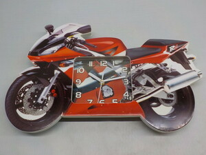 バイク型壁掛け　時計　レーサ型　赤　ガレージ　クロックインテリア