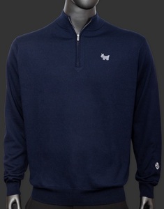 Scotty Cameron - Scotty Bulldog - Autumn Crest Qtr Zip - Merino Sweater - Navy キャメロン スコッティドッグ セーター S 新品