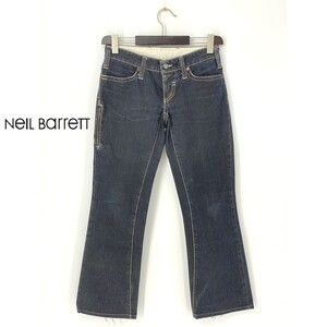 A9588/美品 春夏 NEIL BARRETT ニールバレット コットン RESINA LAMPO ストレート ワイド ワーク デニムパンツ 27 S程 濃紺 メンズ