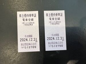  東武鉄道 株主優待乗車証 電車全線　2枚セット