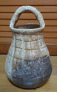 伊賀　籠形　花入　森岡嘉祥　作　三代目　/　京焼　茶道具　表千家　裏千家　武者小路　藪内　遠州　花瓶　信楽　田山方南　伊賀焼　嘉祥