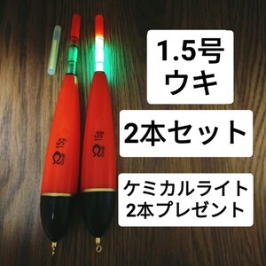 昼夜兼用　 1.5号 ２本　棒ウキ　ウキ釣り　夜釣　フカセ　磯釣り　イカ釣り　ウキ