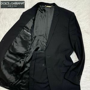 【美品XLサイズ!!!】 DOLCE&GABBANA ドルチェアンドガッバーナ セットアップ スーツ ブラック 黒 裏地 ロゴ 総柄 メンズ 2B 50