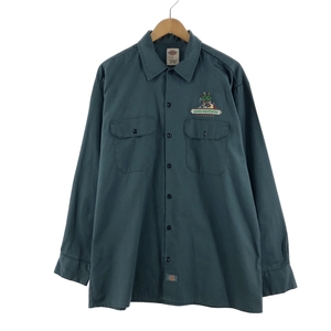 古着 ディッキーズ Dickies 長袖 ワークシャツ メンズL /eaa372148 【SS2403】