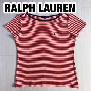 RALPH LAUREN GOLF ラルフローレン ゴルフ 半袖Tシャツ S ボーダー柄 レッド×ホワイト×ネイビー 刺繍ポニー