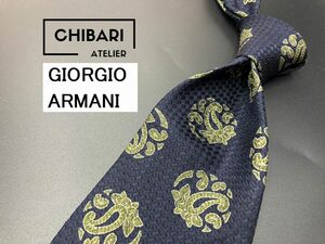 タグ付【新古品】GIORGIO ARMANI　アルマーニ　ペイズリー柄　ネクタイ　3本以上送料無料　ブラックネイビー　0602062