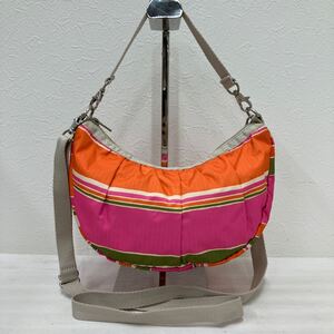 □2−3945 LeSportsac レスポートサック レディース ショルダーバッグ ハンドバッグ 2way ミニ 小さめ ハーフムーン ボーダー 軽量