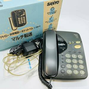 SANYO サンヨー TEL-M32 電話機 三洋電機株式会社 日本製 通電○ 黒色 ブラック 据え置き型 懐かしい 保管品 マルチ転送 便利 1円出品