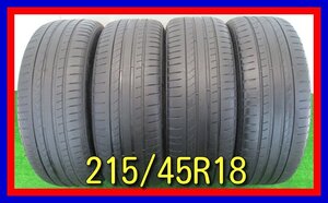 ■中古タイヤ■　215/45R18 93W PIRELLI DRAGON SPORT TM ノア ストリーム エクシーガ等 夏タイヤ オンロード 激安　送料無料 B668