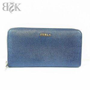 フルラ ラウンドファスナー 長財布 ネイビー系 レディース FURLA■