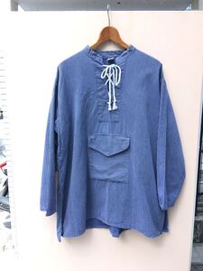 ヨーロッパ古着 vintage smock shirt ストライプ スモック シャツ コットン プルオーバーシャツ トップス 長袖 半袖 MV929