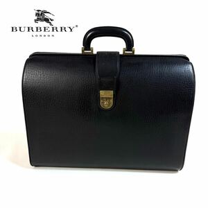 【希少品】Burberry Burberrys バーバリー レザー ダレスバッグ ビジネスバッグ ブリーフケース ドクターバッグ ノバチェック ブラック