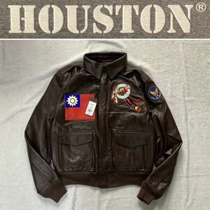 SALE HOUSTON ヒューストン レザージャケット フライトジャケット HTVL-2001 A-2PATCH CUSTUM 01 BROWN Mサイズ 定価58300円 A50213-7