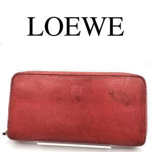 LOEWE ロエベ 長財布 アナグラム ラウンドファスナー タッセル レザー