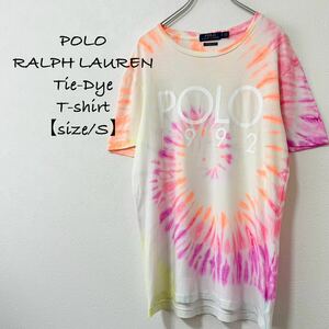 美品★Polo Ralph Lauren/ポロ ラルフローレン★Tie-Dye/タイダイ★半袖Tシャツ★POLOホワイトロゴ★S