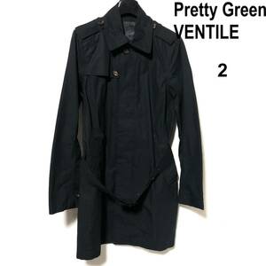 Pretty Green VENTILE シングルトレンチコート 2/プリティーグリーン ベンタイルファブリック 比翼