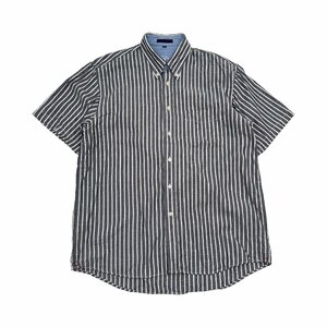 CUTTER&BUCK カッター&バック ストライプ柄 半袖 ボタンダウン BD シャツ 切替デザイン Lサイズ/メンズ 日登美 ゴルフ