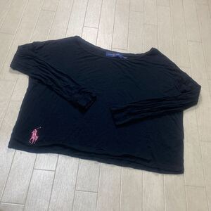 4031☆ RALPH LAUREN ラルフローレン トップス 長袖カットソー 長袖Tシャツ カジュアル レディース M ブラック