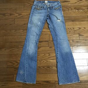 true religion トゥルーレリジョン エスニック柄 ベルボトム ブーツカット デニム JOEY 24インチ アメカジ 古着