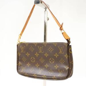 NC089 美品 ルイヴィトン LOUIS VUITTON ポーチ ポシェット・アクセソワール モノグラム CA0050 ブラウン レザー ゴールド金具 中古 検Y