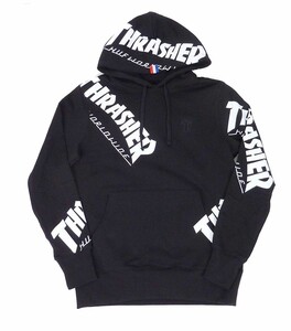 [並行輸入品] HUF THRASHER TDS ALLOVER HOOD ハフ スラッシャー プルオーバーパーカー (ブラック) (XL)