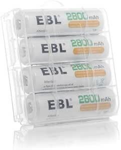 EBL 単3充電池 充電式 ニッケル水素充電池 4本入り 大容量単三電池 2800mAhで長持ち リサイクル使用可能 単三充電