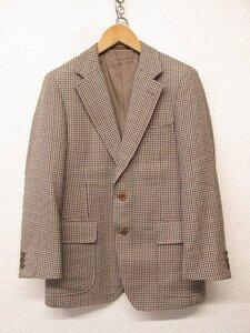 i3923：vintage！Burberrys バーバリー 千鳥格子柄 アルパカ混 テーラードジャケット 90-78-165 ブレザー 茶ブラウン/レトロ