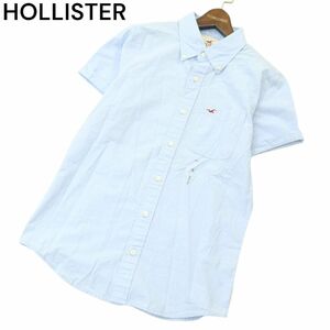 【新品 未使用】 HOLLISTER ホリスター 春夏 ロゴ刺繍 半袖 ボタンダウン シャツ Sz.M　メンズ　A4T05497_5#A