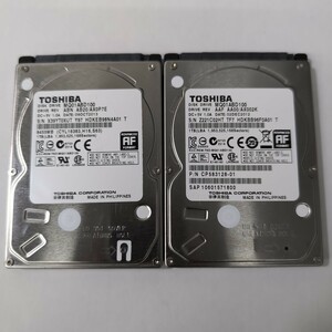 1TB 使用時間極少(122h/1206h) 2.5inch HDD SATA P01856【1円スタート/2枚セット】