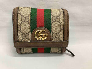 【大人気】 GUCCI グッチ グッチ ＧＧウォレット オフィディア GGスプリーム ベージュ×ブラウン ウェブライン 598662