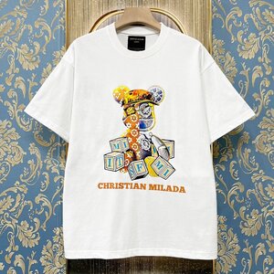 定価2万★christian milada・ミラノ発・半袖Tシャツ★コットン100% 高級 薄手 個性 吸汗速乾 モノグラム 日常 Bearbrick/ベアブリック XL