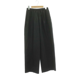 エンフォルド ENFOLD 22AW STRAIGHT SEMI-WIDE TROUSERS ストライプウールパンツ イージー 36 ダークグレー /NR ■OS レディース