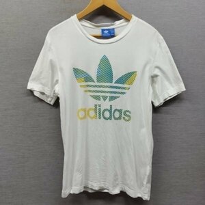 F575 adidas アディダス トレフォイル ロゴ グラデーション プリント Tシャツ 半袖 カットソー クルーネック スポーツ ジム ホワイト L