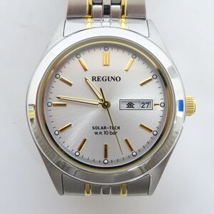 ♪355 未使用 店頭展示品 稼働品 CITIZEN シチズン REGUNO レグノ ソーラー 腕時計 J800-S106567 シルバー文字盤 デイデイト 10bar メンズ